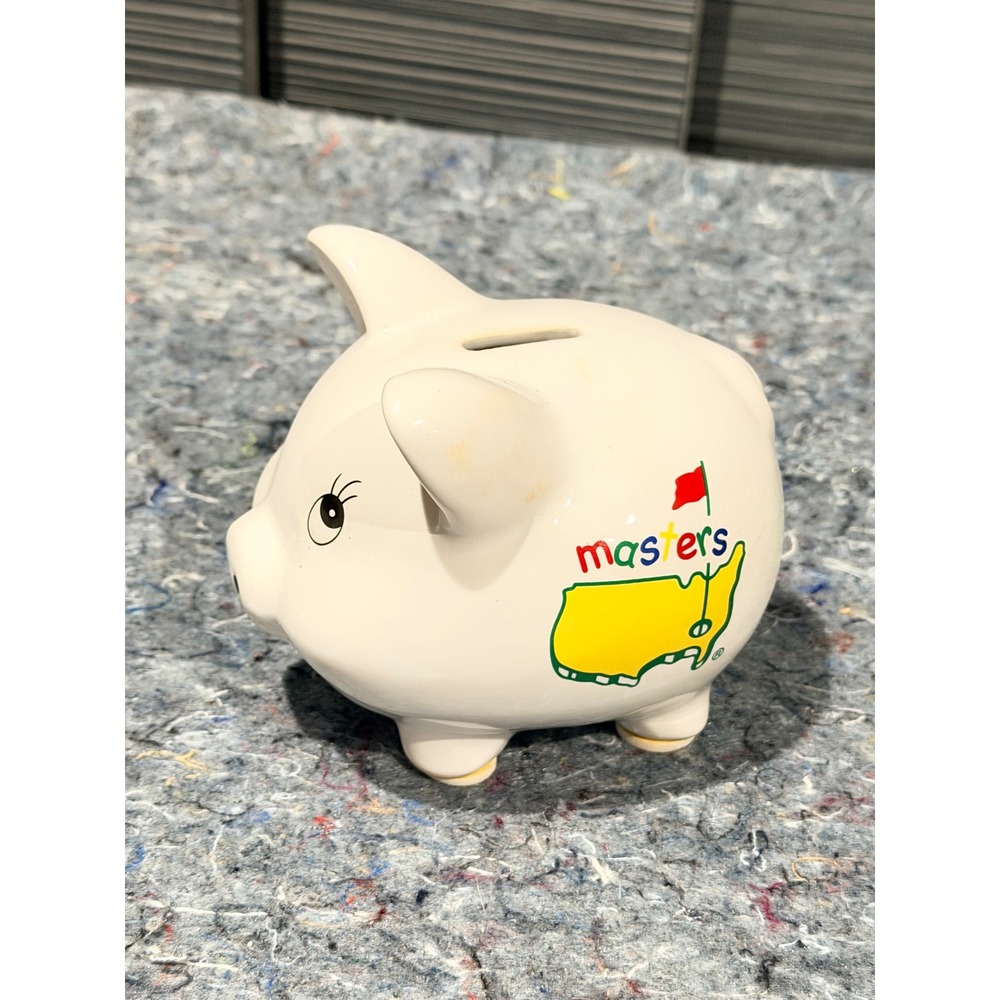 Augusta National Masters Tournament Golf Piggy Bank RARE Ceramic White Logo